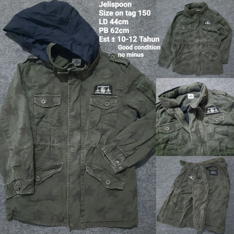JAKET PARKA ANAK ARMY ORIGINAL SECOND BRANDED 10-12 TAHUN