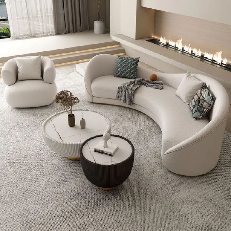 Sofa kantor melengkung kain midily untuk sofa kecantikan dan salon