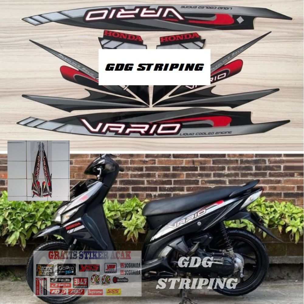 Striping Stiker Motor Honda Vario Karbu 110 2009 Hitam Murah