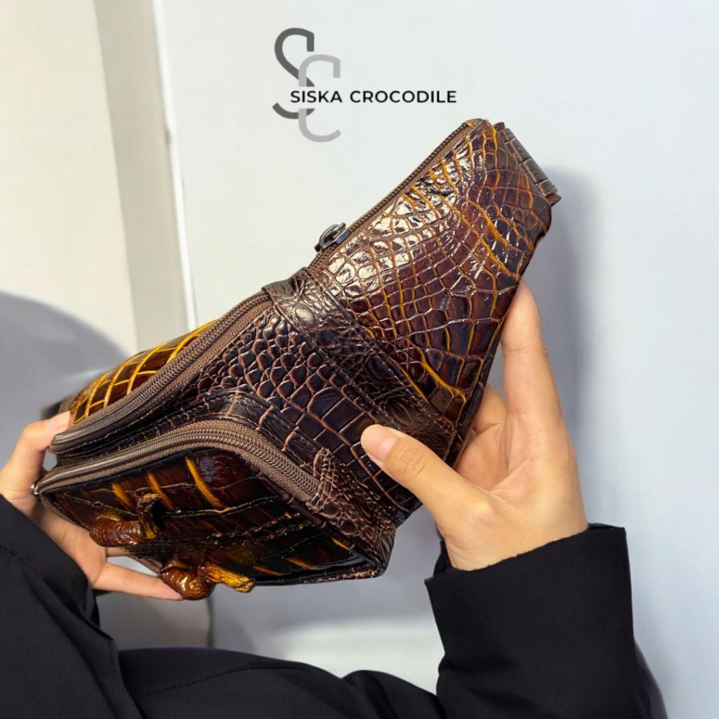 SC SISKA CROCODILE - Tas Waish Bag Tas Kulit Pria Tas Dada Tas Pinggang Pria Kulit Asli