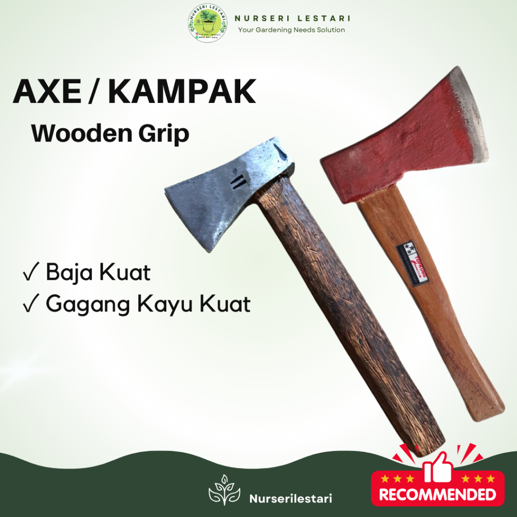 Kampak Kapak Alat Potong Pohon Kayu Gagang Kayu Kualitas Bagus - Wooden Grip Axe
