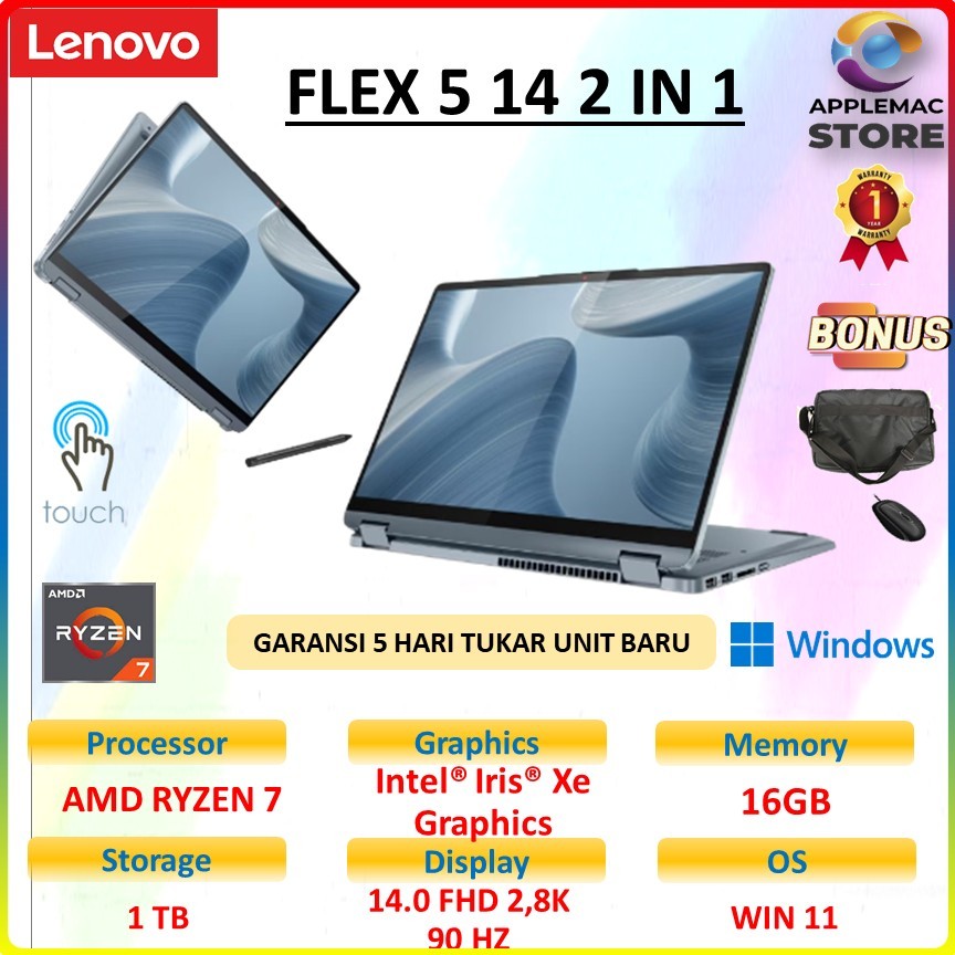 LENOVO FLEX 5 14 2IN1 TOUCH RYZEN 7 7730U 16GB 512GB W11 14inch Full HD IPS