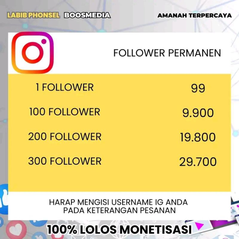FOLLOWERS INSTAGRAM GUARANTEED PERMANEN NO DROP AMAN BERGARANSI