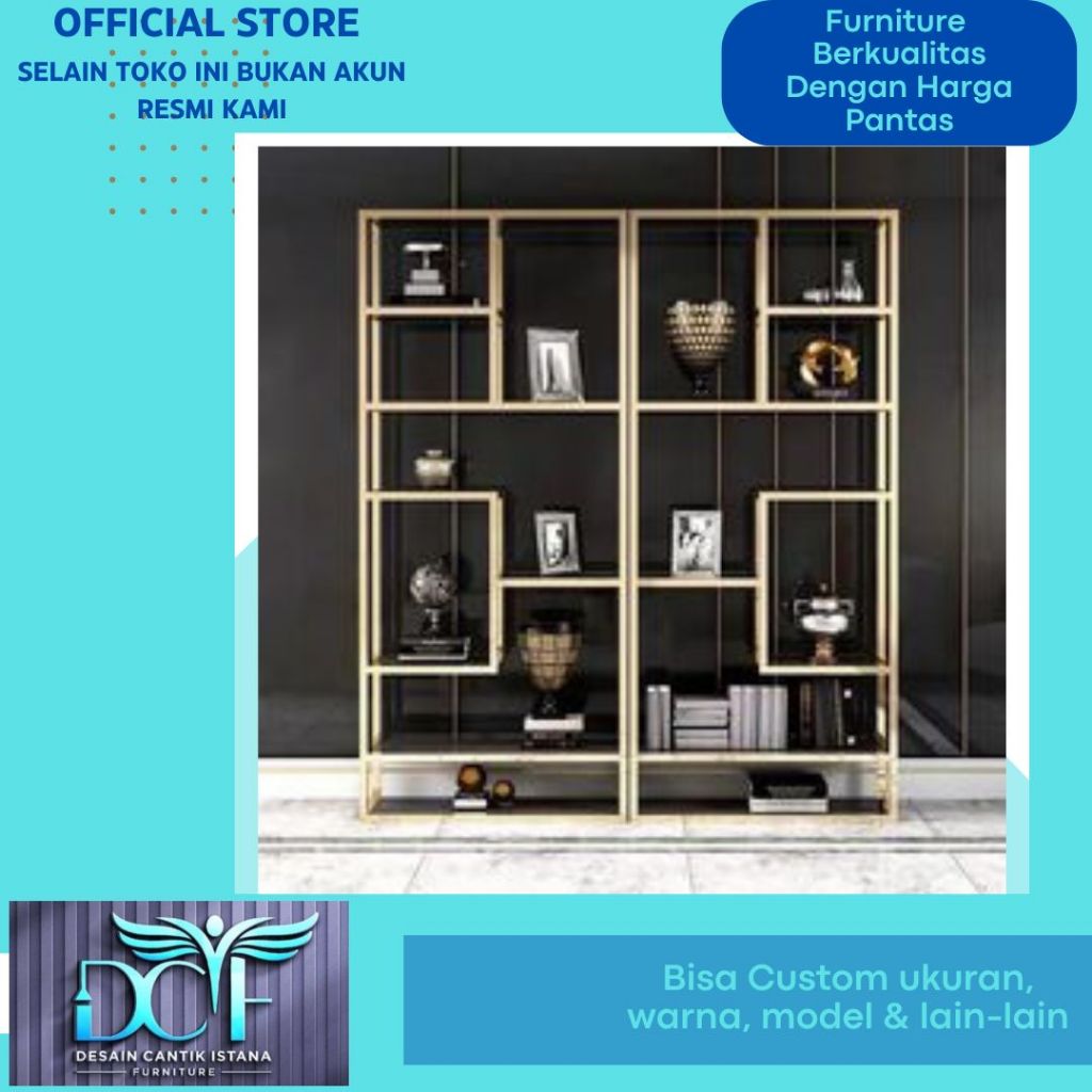 Rak Pajangan Luxury Warna Gold Mix Hitam
