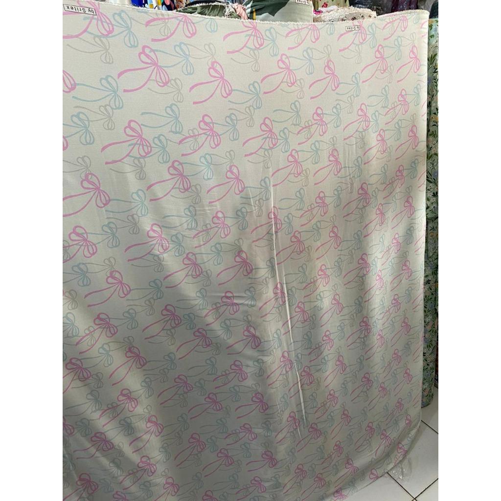 kain katun rayon viscose motif bunga bunga besar motif pita pita besar terbaru best seller