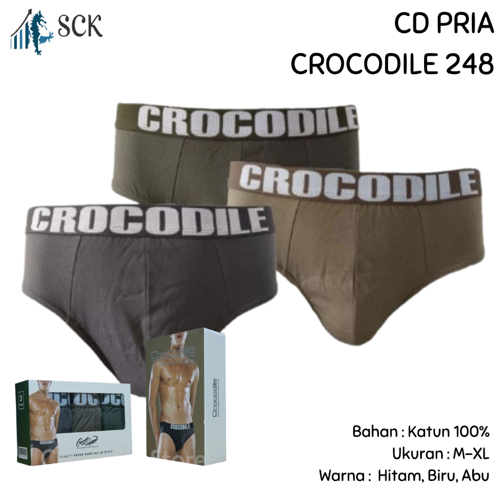 [ISI 3] CD Pria CROCODILE 521-248 Pinggang Karet Boxer / CD Cowok PAKAIAN DALAM Pria - sckmenwear GR