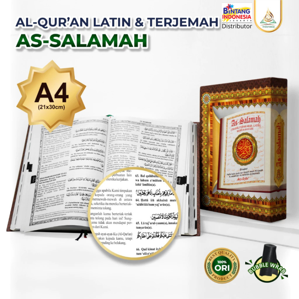 Al Quran Latin dan Terjemah / Quran Besar A4 As Salamah Transliterasi Asy Syifa