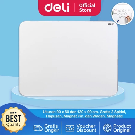 

Deli Magnetic White Board / Papan Tulis Putih Magnet Gratis Spidol Hapusan Magnet Pin Wadah 5002X