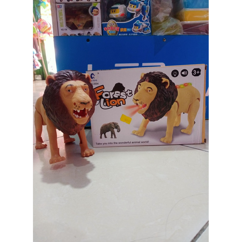 mainan singa batre berjalan