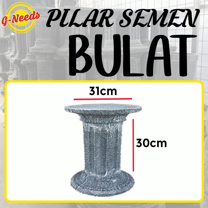 Ada Stok Pilar Semen Pilar Pot Semen Dudukan Pot Bulat Bundar 30cm