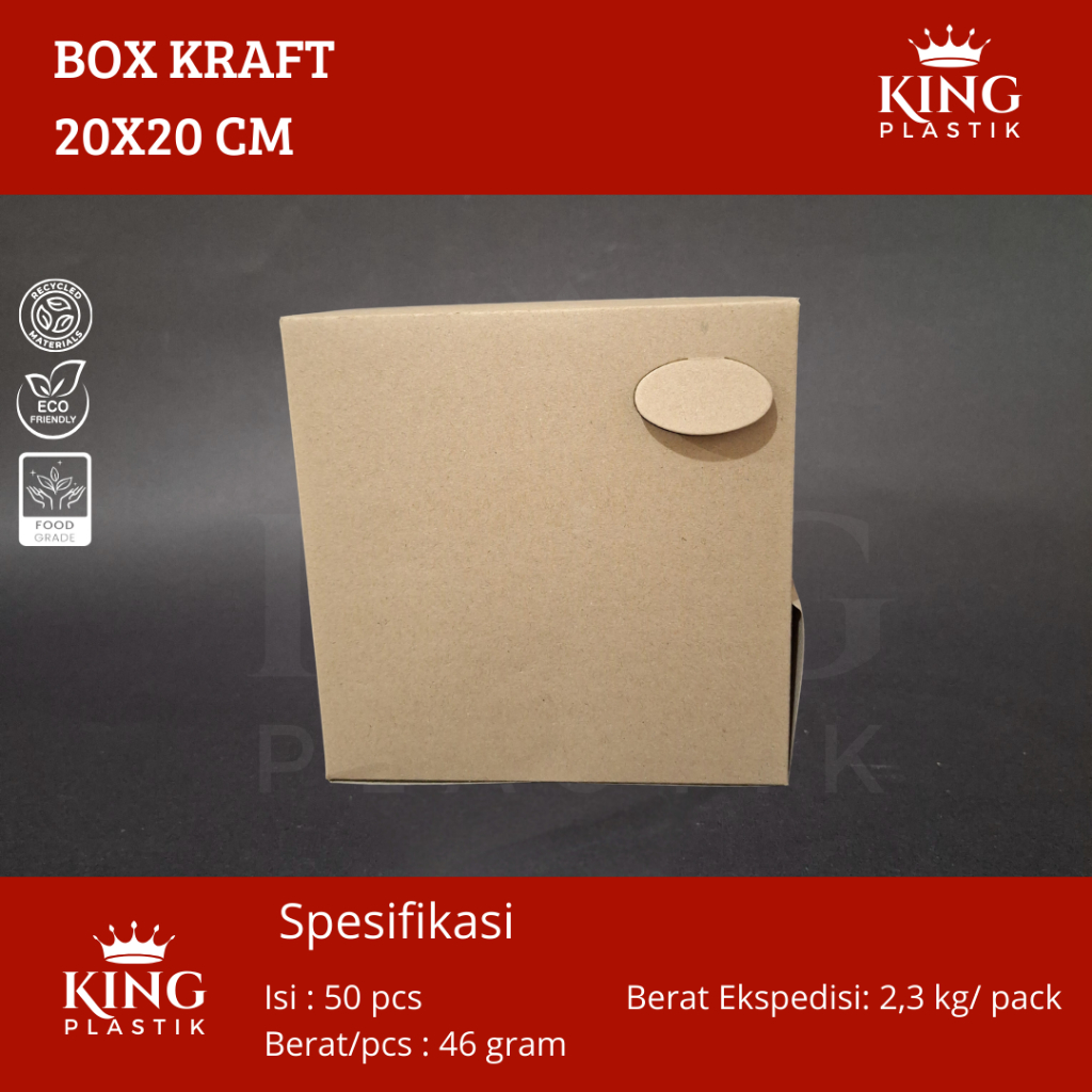 

Box Kraft 20x20 | Kotak Nasi | Dus Kemasan Makanan 20 x 20 Coklat