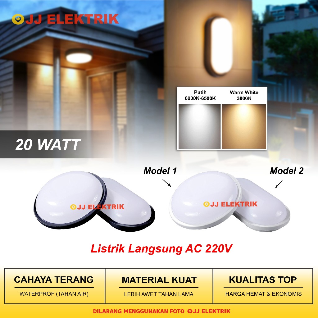 Lampu Tempel Plafon LED Waterproof 10W 20W - Untuk Teras, Lorong, Kamar Mandi Rumah, Toko, Cafe, Hot