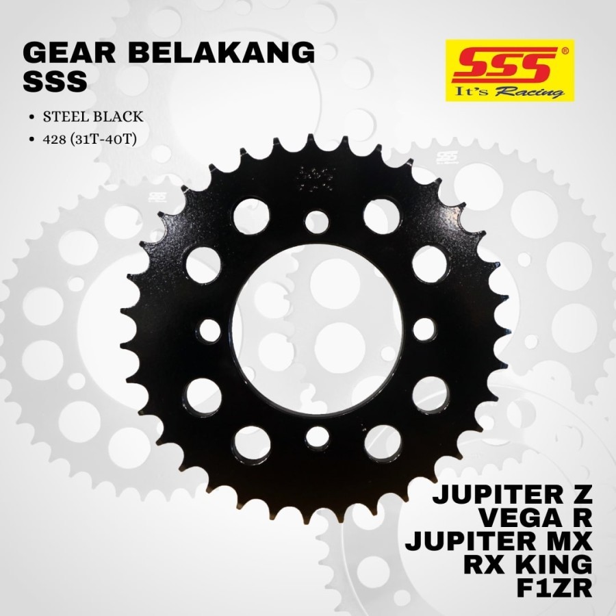 GIR GEAR BELAKANG SSS ( HITAM ) 415 RXK/S/Z F1ZR JUPITER VEGA R PNP BEBEK YAMAHA UKURAN  32/36T WARN