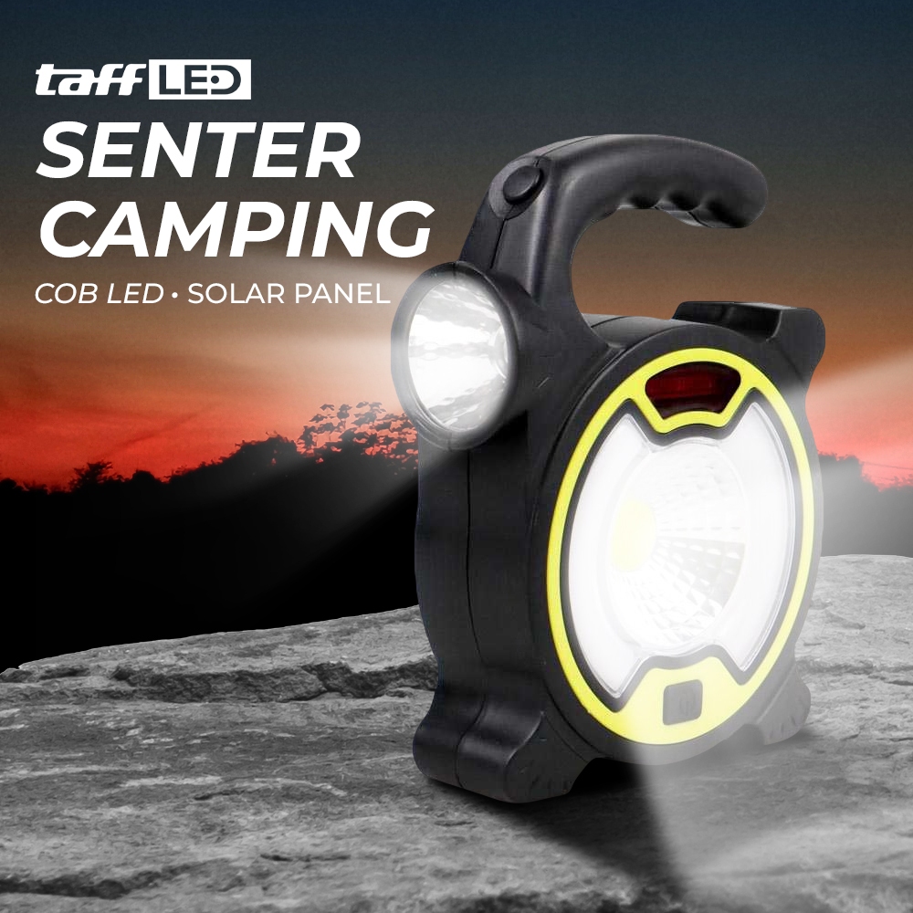 Lampu Senter LED Lantera Emergency Camping COB Lampu Kerja Solar Panel Taffware TJ329A