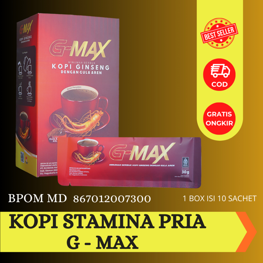 

KOPI GMAX ORIGINAL BPOM KOPI EXTRA GINGSENG DARI HERBAL ALAMI DURASI MAKIN LAMA