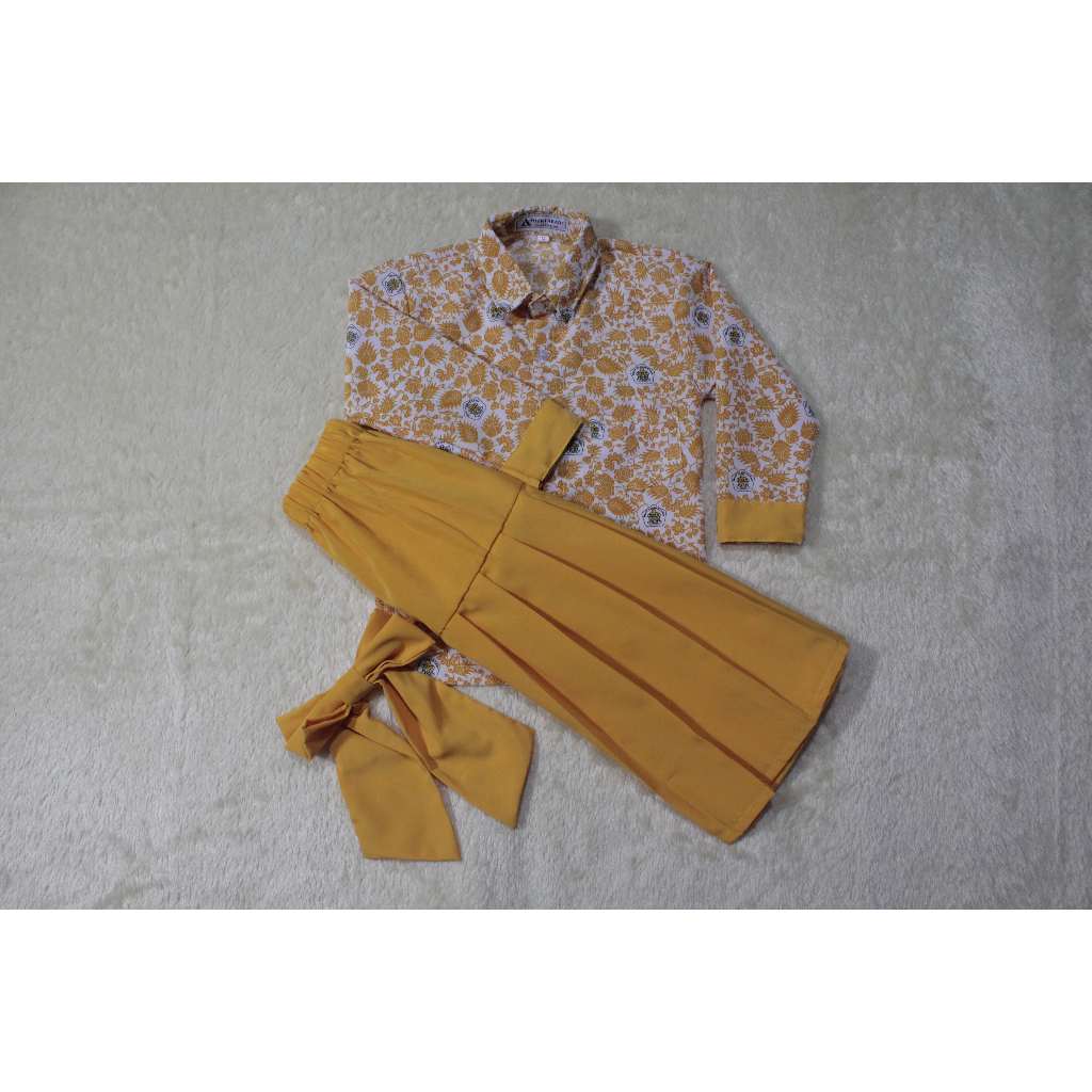 SERAGAM SEKOLAH PAUD BATIK TERATAI KUNING ANAK PEREMPUAN LENGAN PANJANG