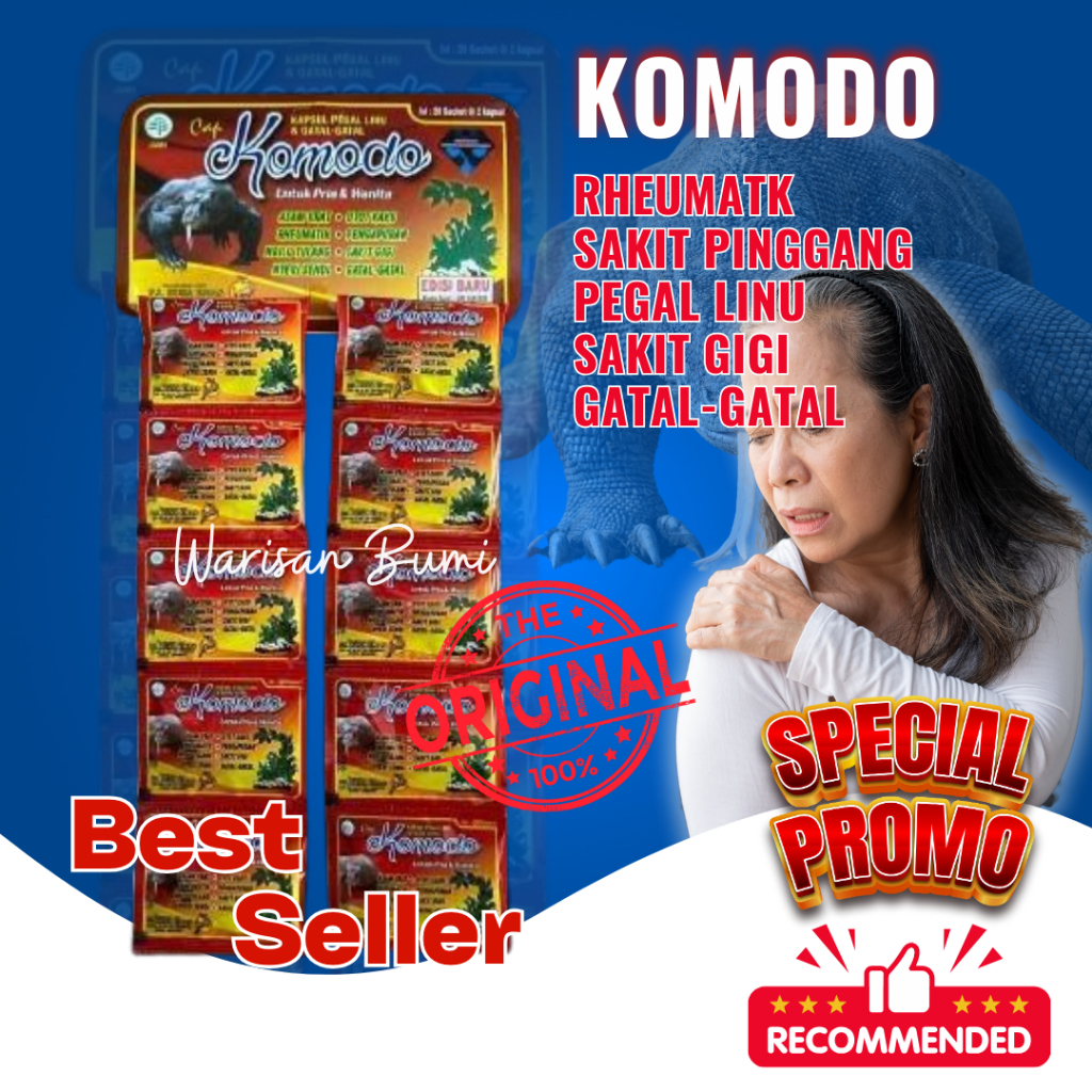 

Kapsul Komodo Original Isi 20 Saset Ampuh Asam Urat Rematik Pegal Linu