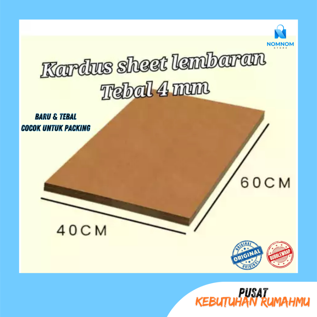 

Kardus Lembaran Packaging / Kardus Sheet Lembaran 40CM X 60CM Tebal 4MM C Flude / Kemasan Packing