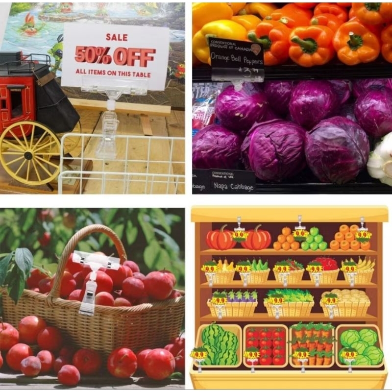

Jepitan Label Harga Stand Display Klip 10,5 / 16 / 21,5 cm Price Tag Penjepit Foto Product Bening Transparan Supermarket