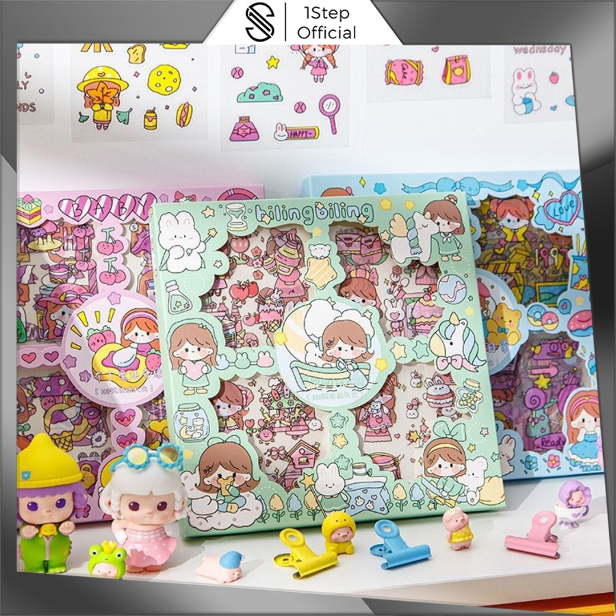 

1step (1 Box Isi 100 Pcs) Sticker PVC 2D Tumblr Lucu Karakter Anti Air / Stiker Momo DIY Aesthetic Waterproof / Sticker Buku Diary Deco Hp Laptop S079