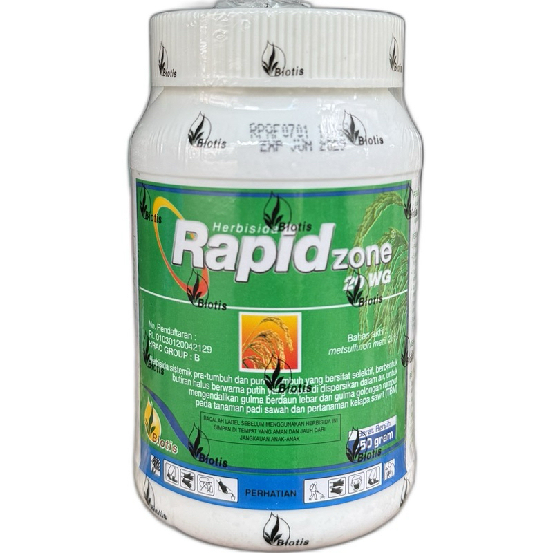 HERBISIDA RAPID ZONE 20 WG 250 GRAM BIOTIS /RACUN SISTEMATIK GULMA LEBAR SEMPIT PADI SAWIT 250GR