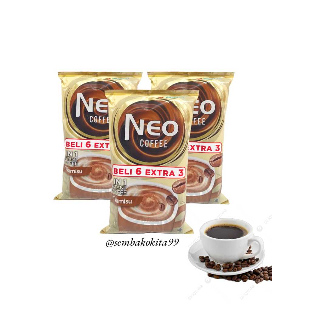 

(9 Sachet) Neo Coffe 3 in 1 Coffe Tiramisu || 20gr 6+3