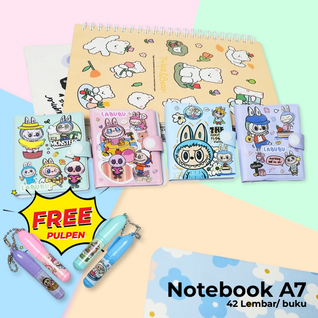 

TnT Buku Kecil Catatan Free Pulpen Mini Buku 42 Lembar Karakter Lucu Note Book Mini A7/Note Book E-005 Labubu