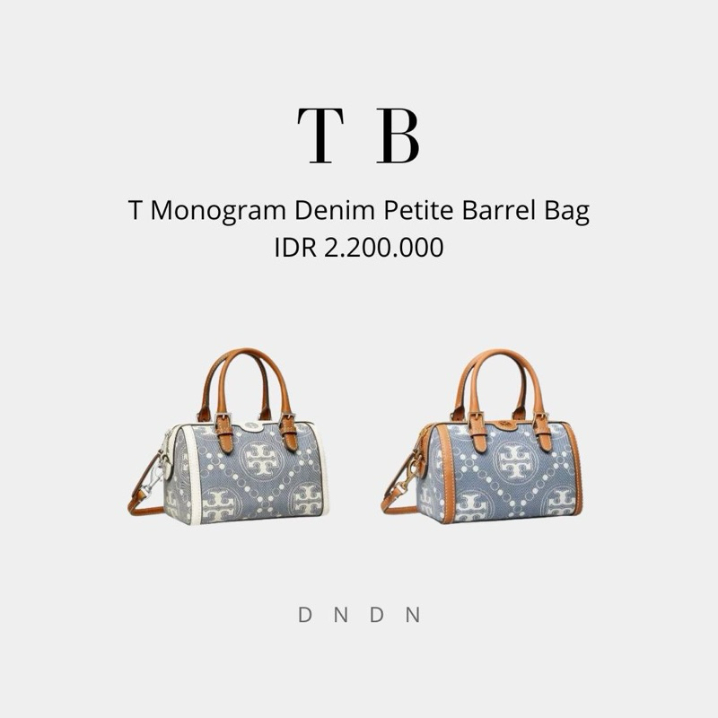 T Monogram Denim Petite Barrel Bag