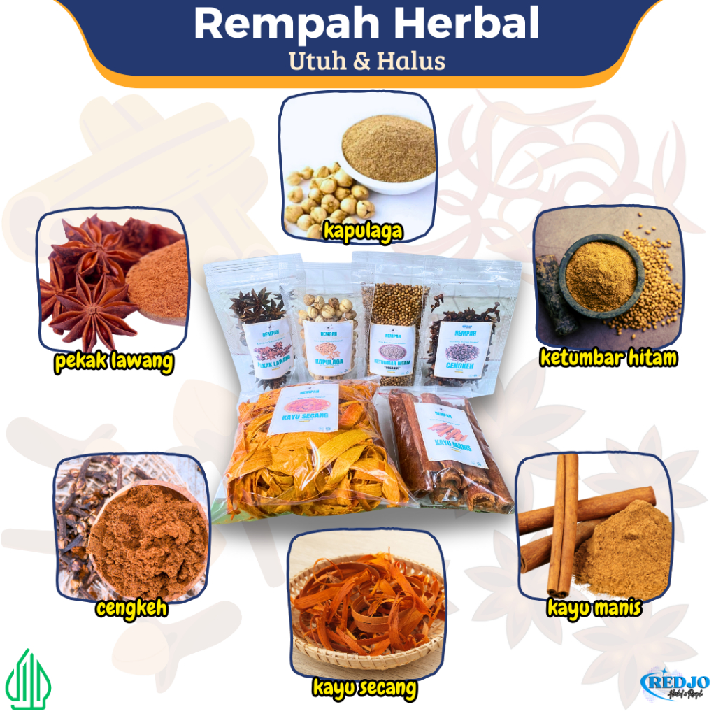 

Rempah Herbal JSR 100gr Kapulaga Pekak Lawang Ketumbar Kayu Manis Cengkeh Lada Hitam Secang Kunyit Brotowali Sambiloto pala jintan Bubuk