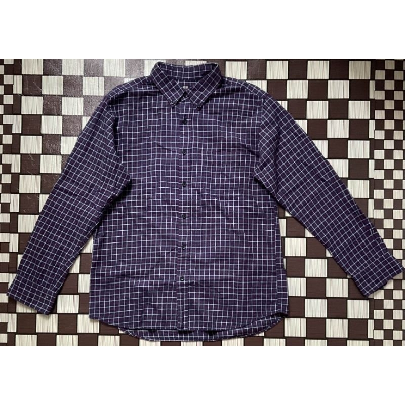 Kemeja Flannel Uniqlo Kotak-Kotak Navy PL
