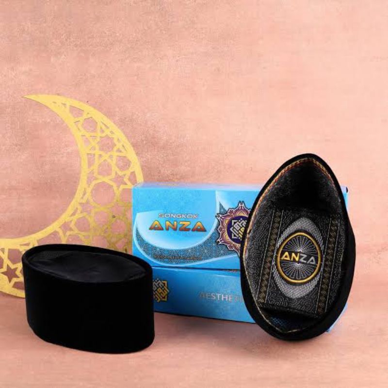 Peci Hitam AC Abah Anza | Songkok Hitam ANZA Kyai Anwar Zahid - Peci AC Hitam