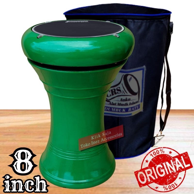 Dumbuk Marawis Atau Darbuka Kayu Polos Hijau NU Power Beat Hitam