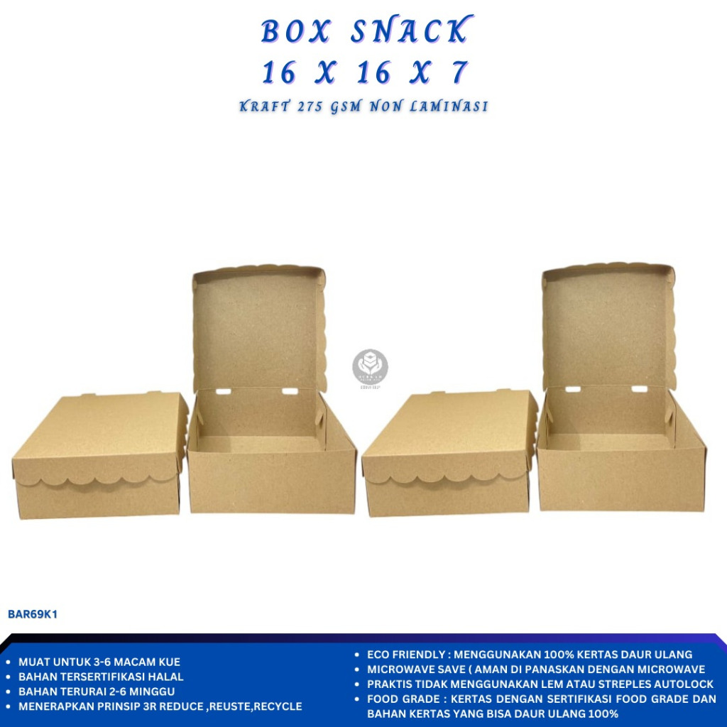 Dus Snack 16X16 Bahan 275 Gsm Snack Box 16x16 (BAR69K1-16X16X7)