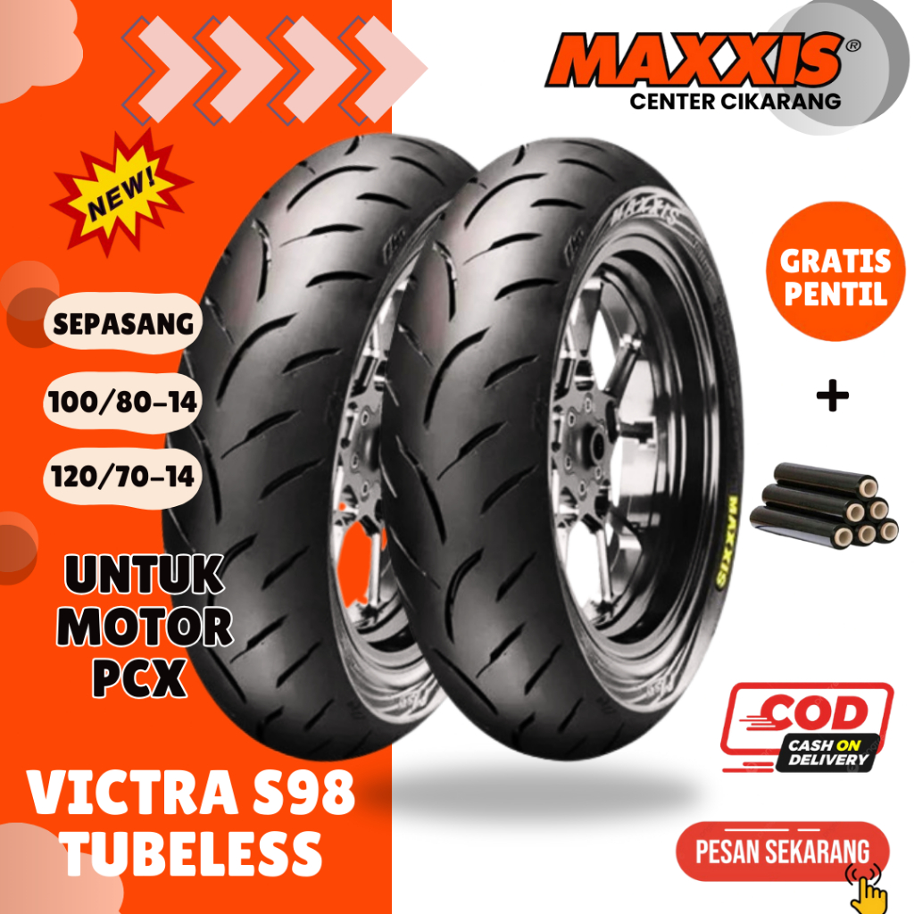 GRATIS PENTIL (PAKET MURAH) MAXXIS VICTRA / BAN MAXXIS SEPASANG 100/80-14 / 120/70-14 TUBELESS BAN L