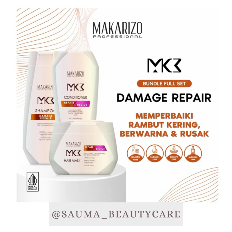 makarizo mk3 hair masker - Makarizo Professional MK3 Damage Repair Shampoo 250ml - Khusus Rambut Ker