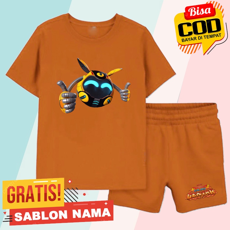 Setelan Koas Anak Ochobot Boboiboy Galaxy Gentar / Baju Setelan Celana Kaos Anak Laki Laki & Perempu