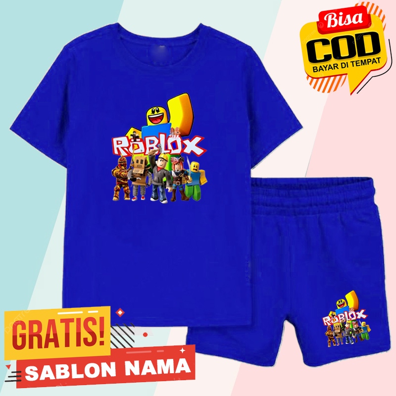 Setelan Koas Anak Roblox Karakter / Baju Setelan Celana Kaos Anak Laki Laki & Perempuan Custom Nama 