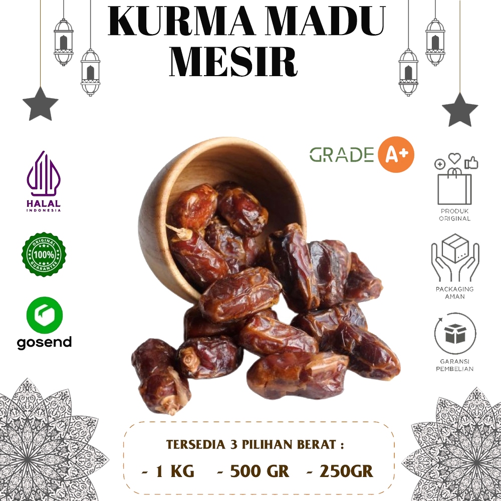 

Nauren Kurma Madu Mesir1kg/kurma mesir/gizza dates/golden valley/el rowad