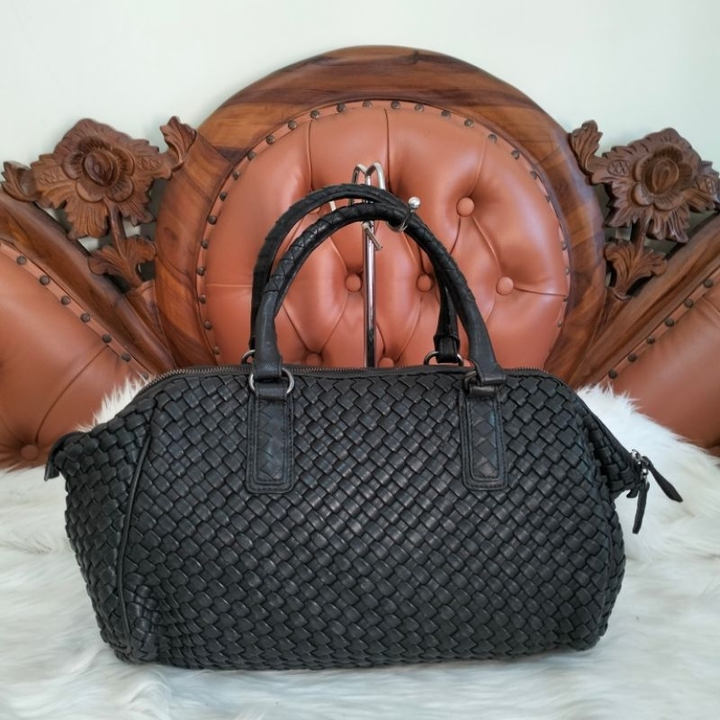 Botega Venetta Black Leather Tote Bag