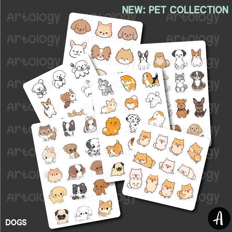 

Set Sticker Planner Aesthetic Jurnal DIY Lucu Imut Chibi Anjing Dogs Dog Peliharaan Stiker Label Tahan Air Water Resistance Sticker Set | Corgi Poodle Shiba Golden Retriever Frenchie Bichon [Artology x Cherrytos]