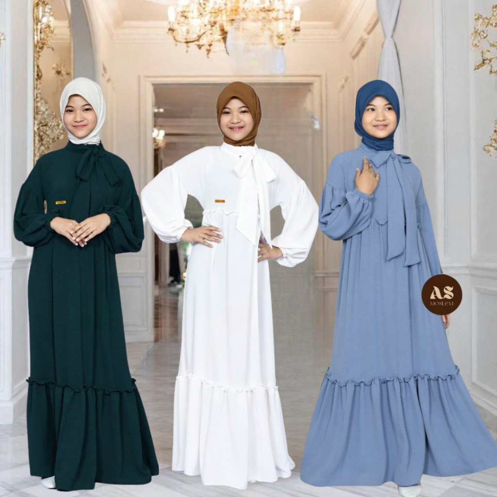 GAMIS Anak Perempuan Tanggung Crinkle Korea Style 2025 - Usia 9-17 Tahun