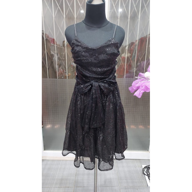 mini dress sequin hitam