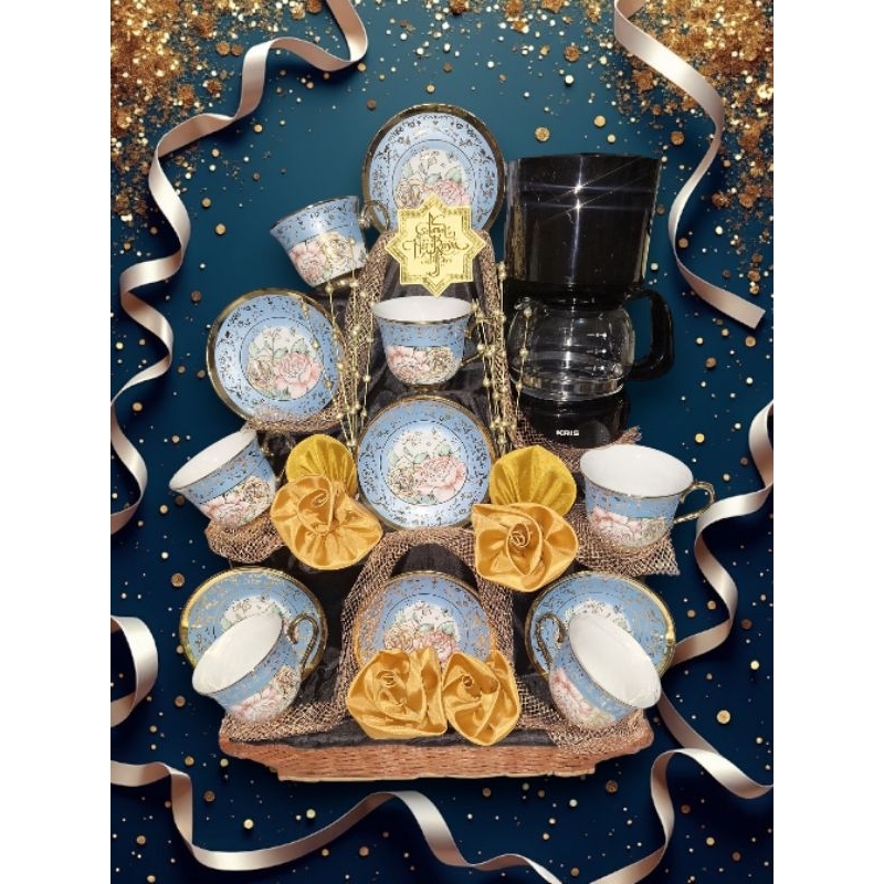 

parcel lebaran teaset pecah belah mewah + coffemecer