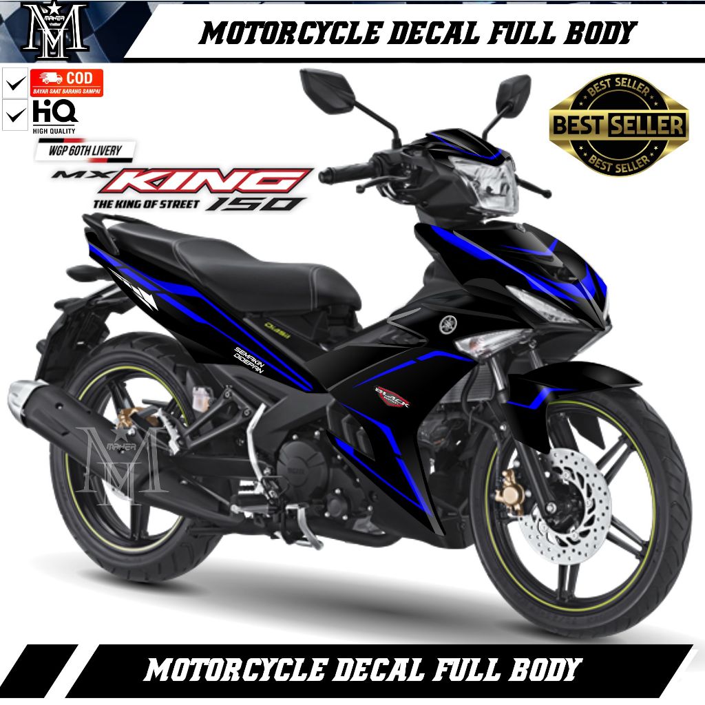 Decal Full Body Mx King 150 Variasi Hitech Black Edition