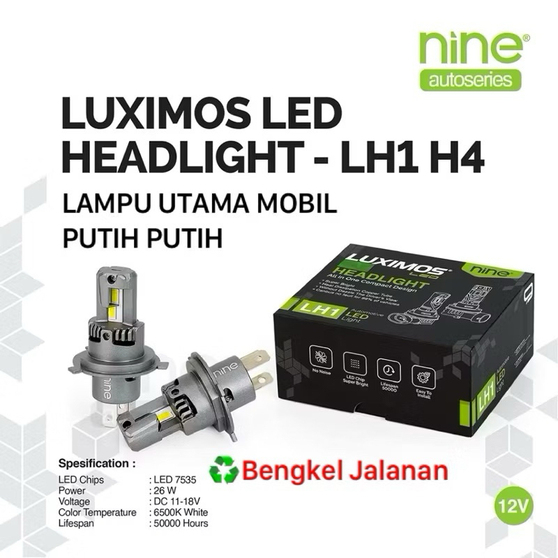 LAMPU LED MOBIL HEADLAMP H4 NINE LUXIMOS LH1 JAUH DEKAT EXTREME BRIGHT