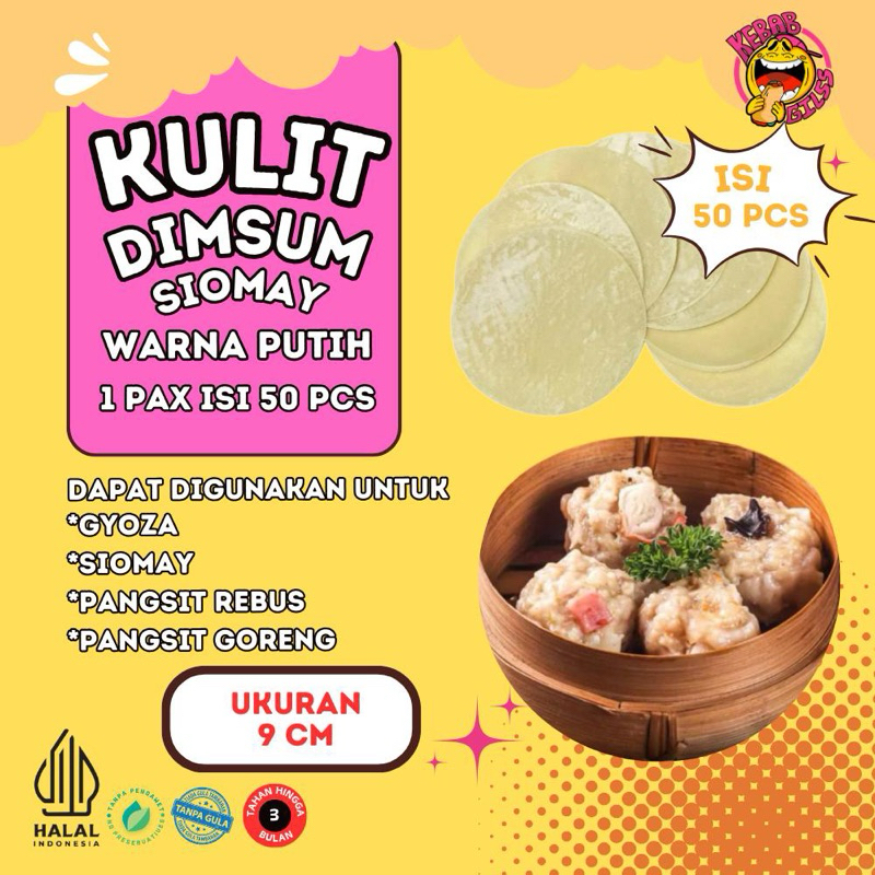 

Kulit Dimsum Siomay 9 Cm Premium /Anti Lengket/Tipis /pangsit/gyoza 50 pcs