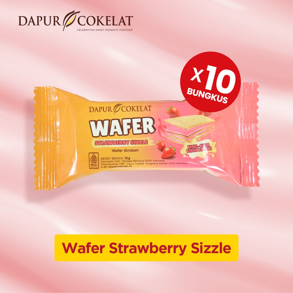 

DAPUR COKELAT - Wafer Strawberry Sizzle Satu Renceng (10 Bungkus) | Wafer Krim Stroberi 4 Lapis