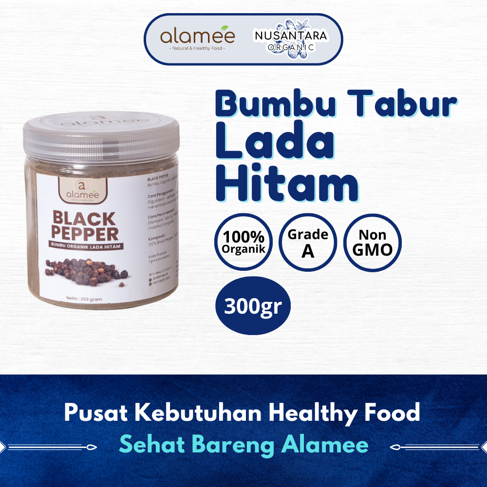 

ALAMEE 300gr Blackpepper Powder Lada Hitam Bubuk Black Pepper Bumbu Dapur Instan Nusantara Organic
