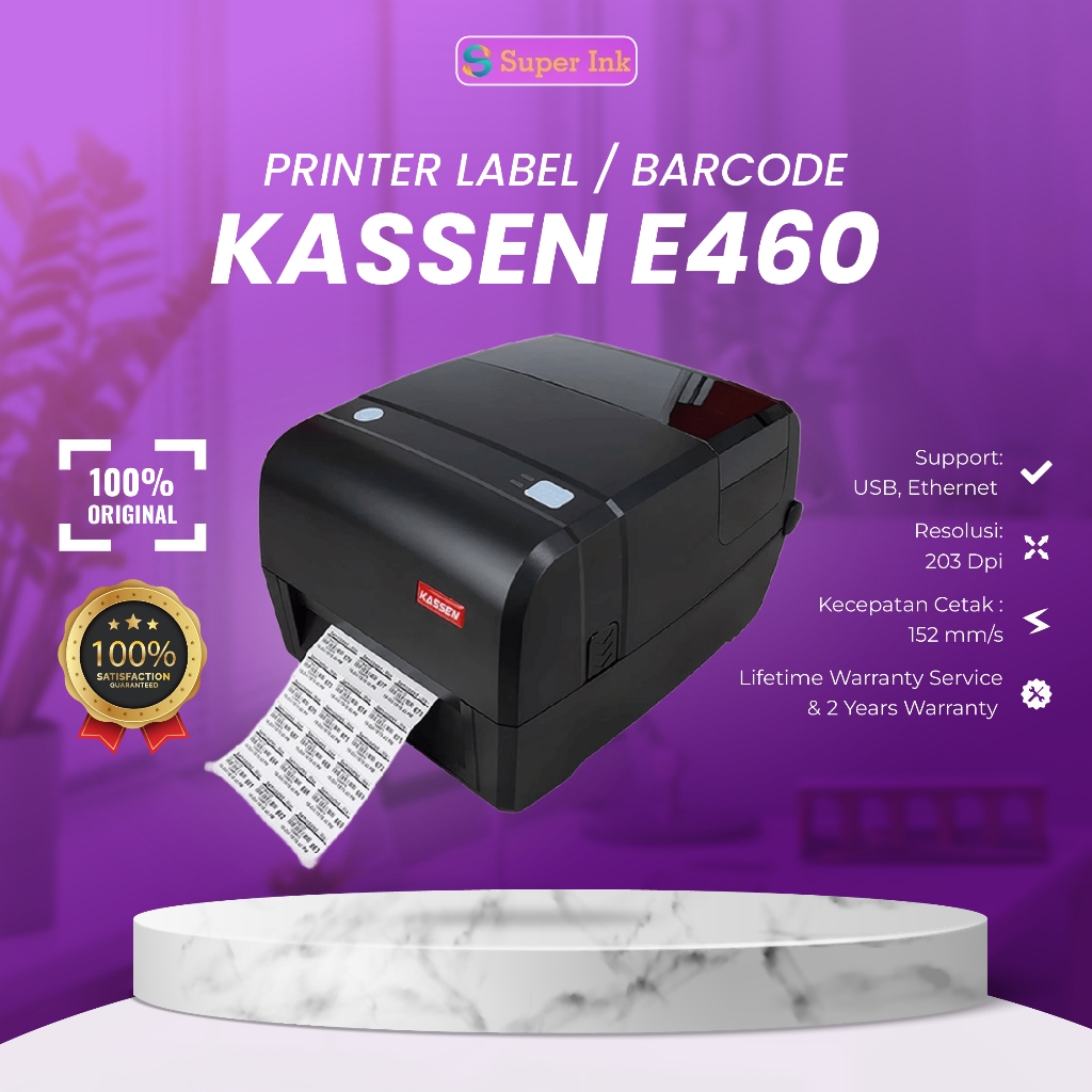 Printer Bluetooth Cetak Label KASSEN E460 | E-460 Original Garansi Resmi