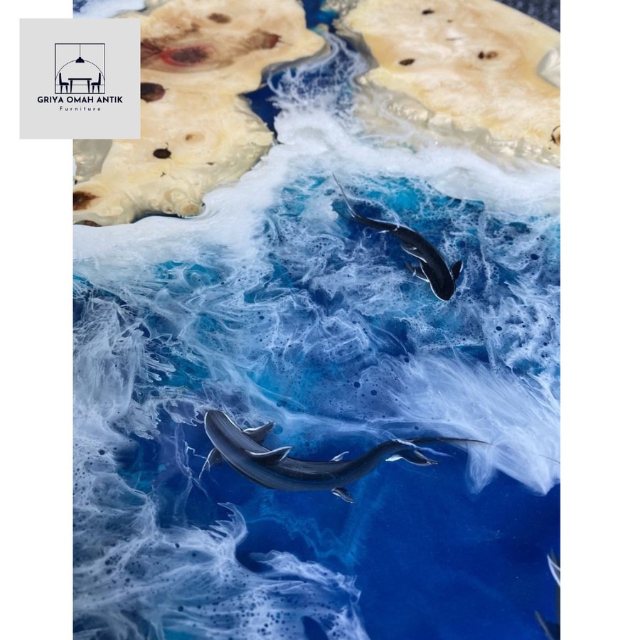 meja kayu kombinasi resin/meja resin minimalis/meja ruang tamu